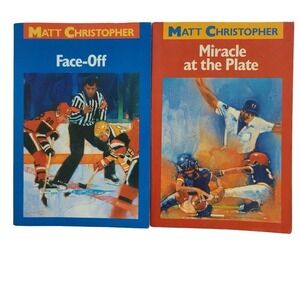 5/$15 2 Kids Sports Books Face Off Miracle at Plate Hockey Baseball Christopher